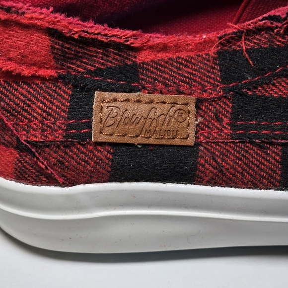 Blowfish Malibu Red and Black Plaid Slip-On 8.5 Womens Sneakers - Picture 6 of 13